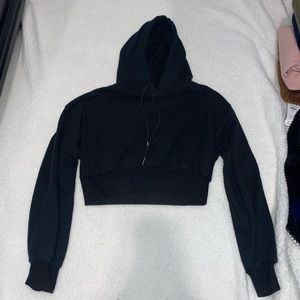 black cropped hoodie